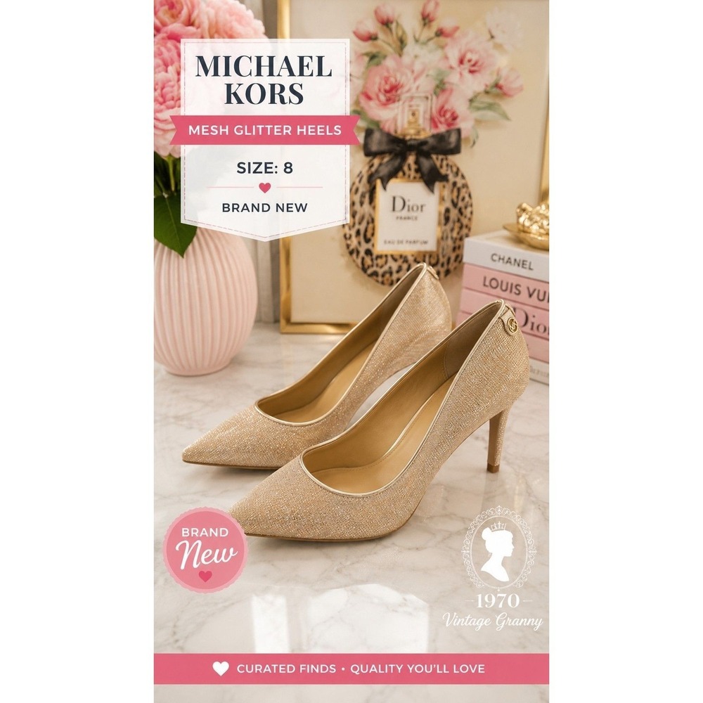 Michael Kors, Glitter Mesh Heels, NWOT, SZ 8